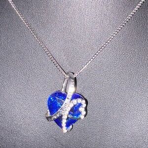 Blue Heart Pendant Necklace